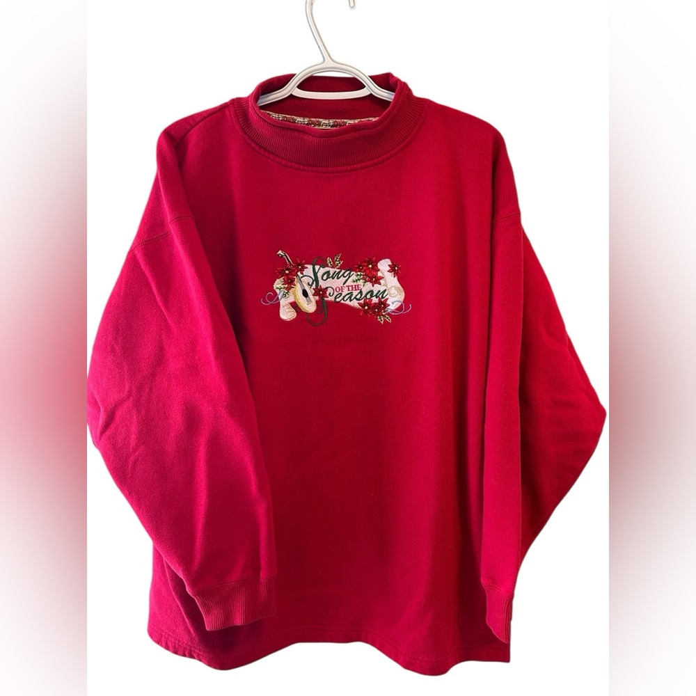 Red Holiday vintage sweatshirt with Embroidery